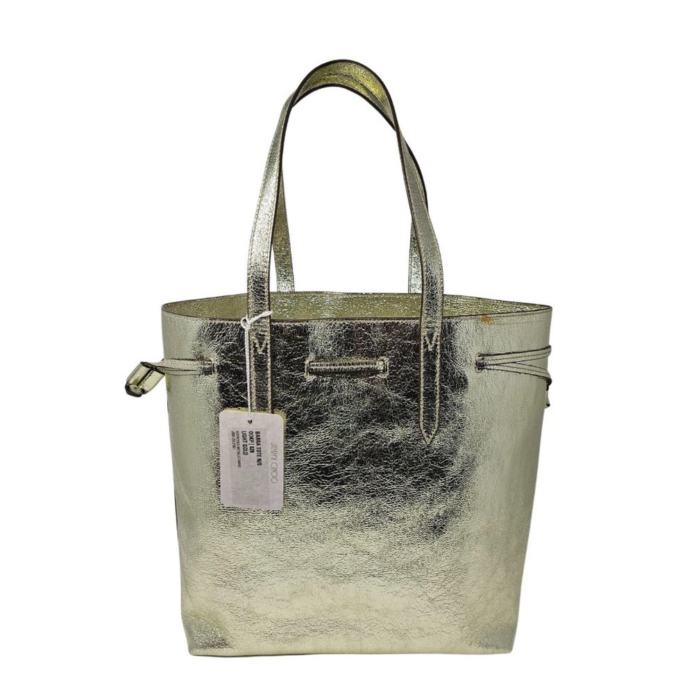 Jimmy Choo Barra Tote in Light Gold Distressed Metallic - Picture 2 of 12